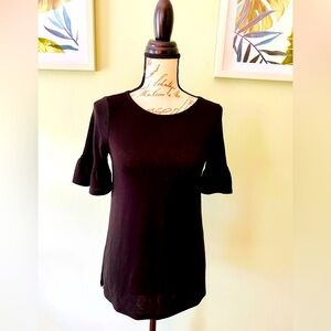 Women’s LOFT Black Ruffled Shortsleeve Blouse Size XXSP